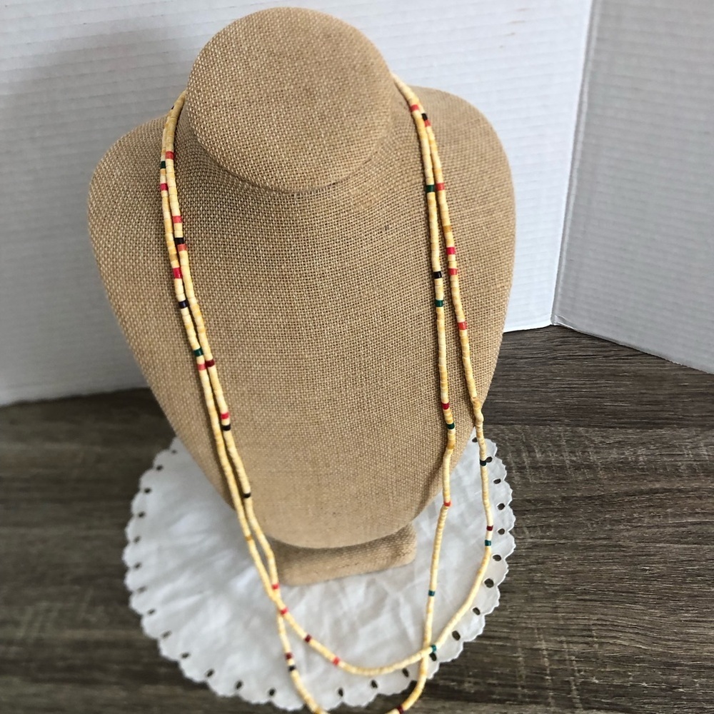 Vtg 90s Multicolour Beaded Double Strand Necklace